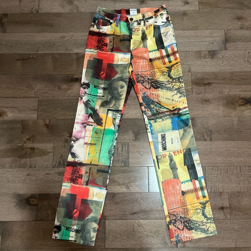 Moschino Multicolor Graphic Straight Leg Pants